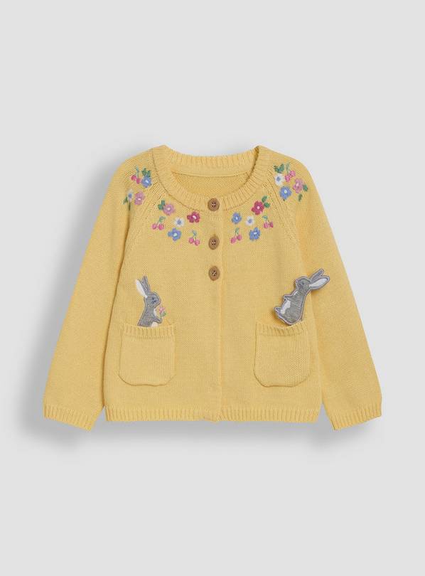 JOJO MAMAN BÉBÉ Bunny Applique Pet In Pocket Cardigan 2-3 Years