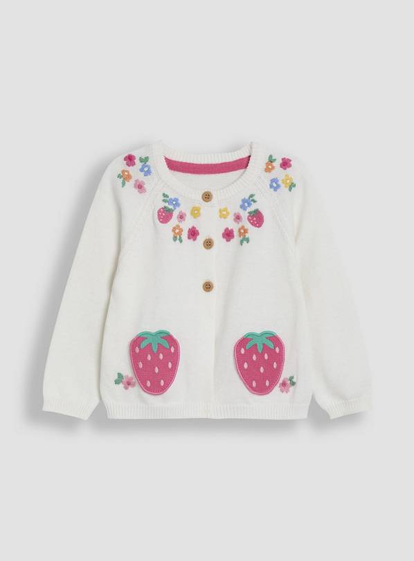 JOJO MAMAN BÉBÉ Strawberry Applique Pocket Cardigan 6-12 months