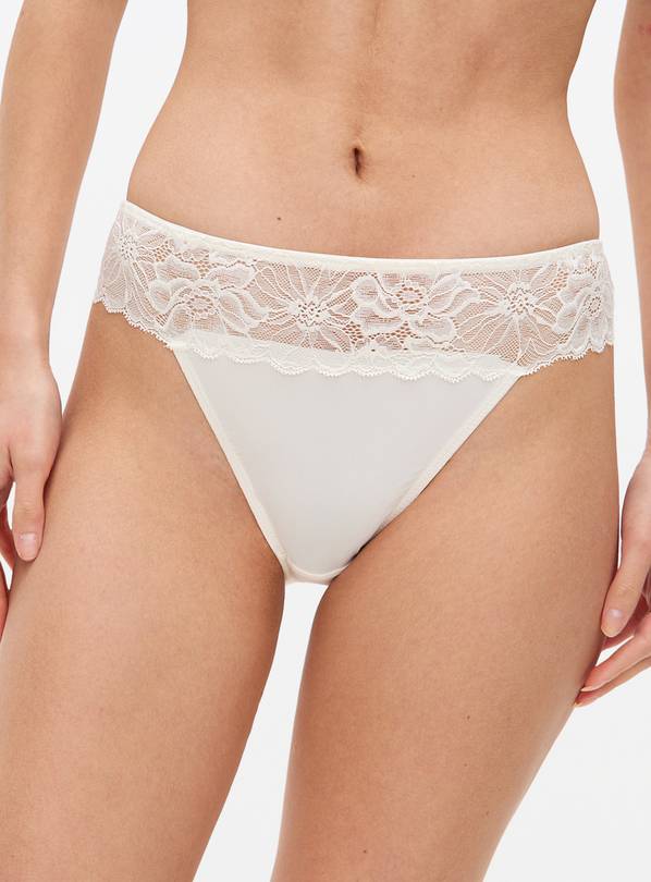 Ivory Floral Lace High Leg Knickers 10