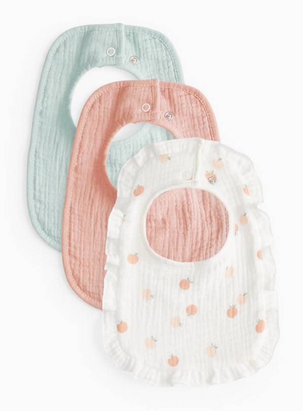 Printed Frill Gauze Bibs 3 Pack One Size