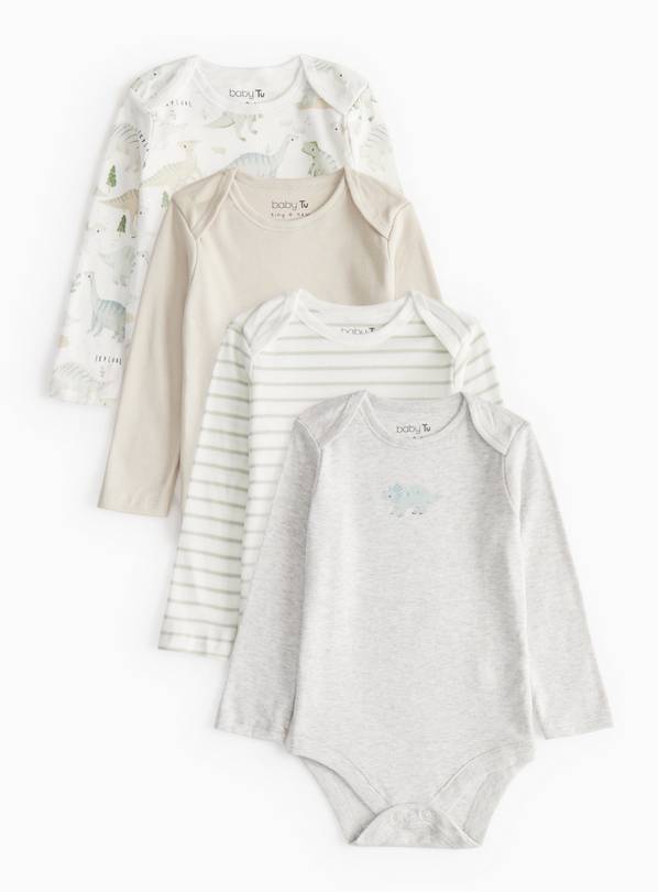 Dino Printed Bodysuits 4 Pack Newborn
