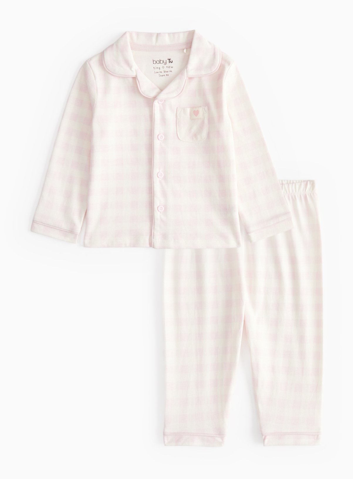Pink Pink Gingham Printed Pyjamas (18-24 Months) - Tu by Sainsbury's