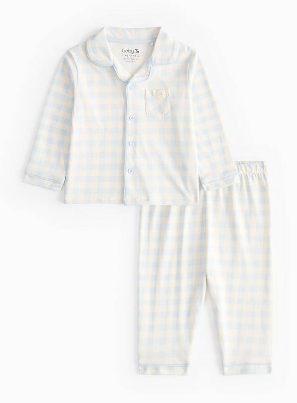 Blue Gingham Printed Pyjamas 6-9 months