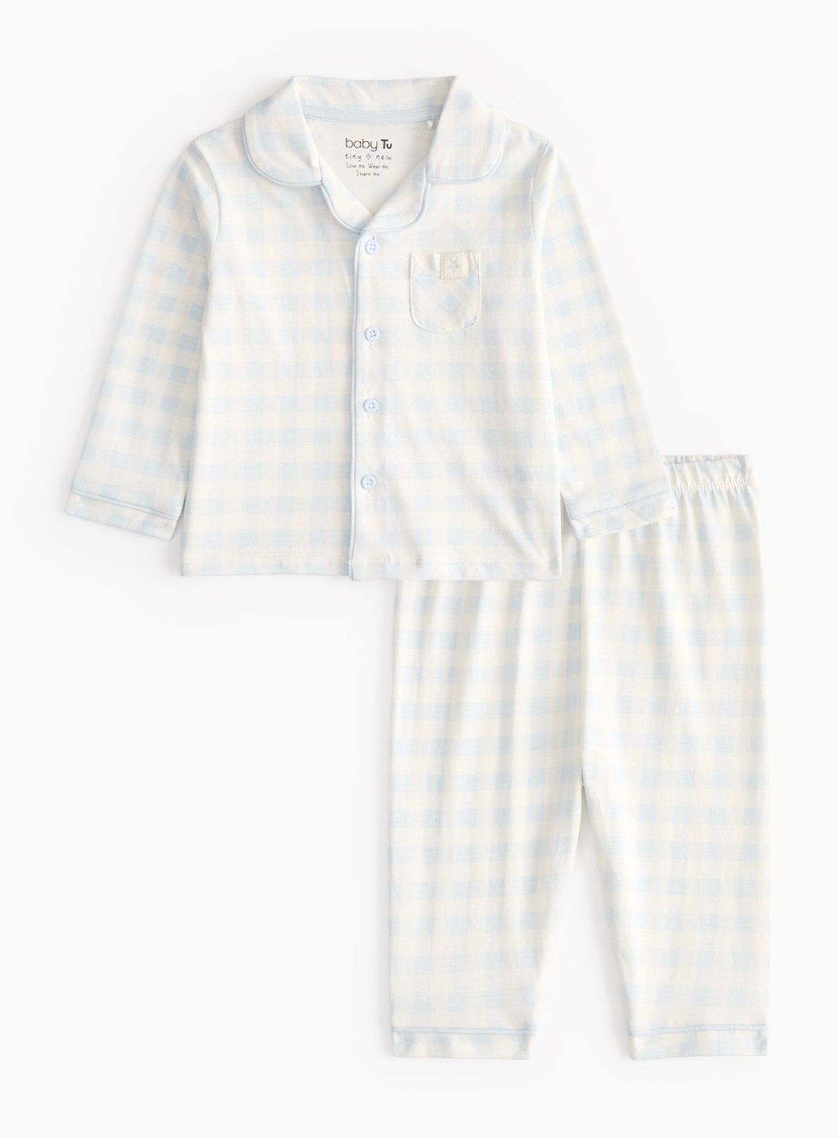 Blue Blue Gingham Printed Pyjamas (3-6 Months) - Tu by Sainsbury's