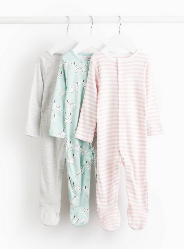 Dalmatian Printed Sleepsuit 3 Pack Newborn