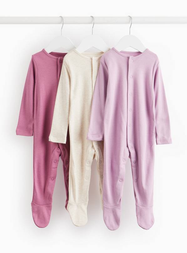 Tonal Pink Sleepsuits 3 Pack 6-9 months