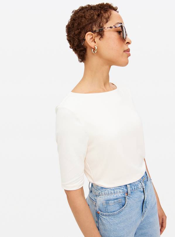 Cream Half Sleeve Polyamide Top 22