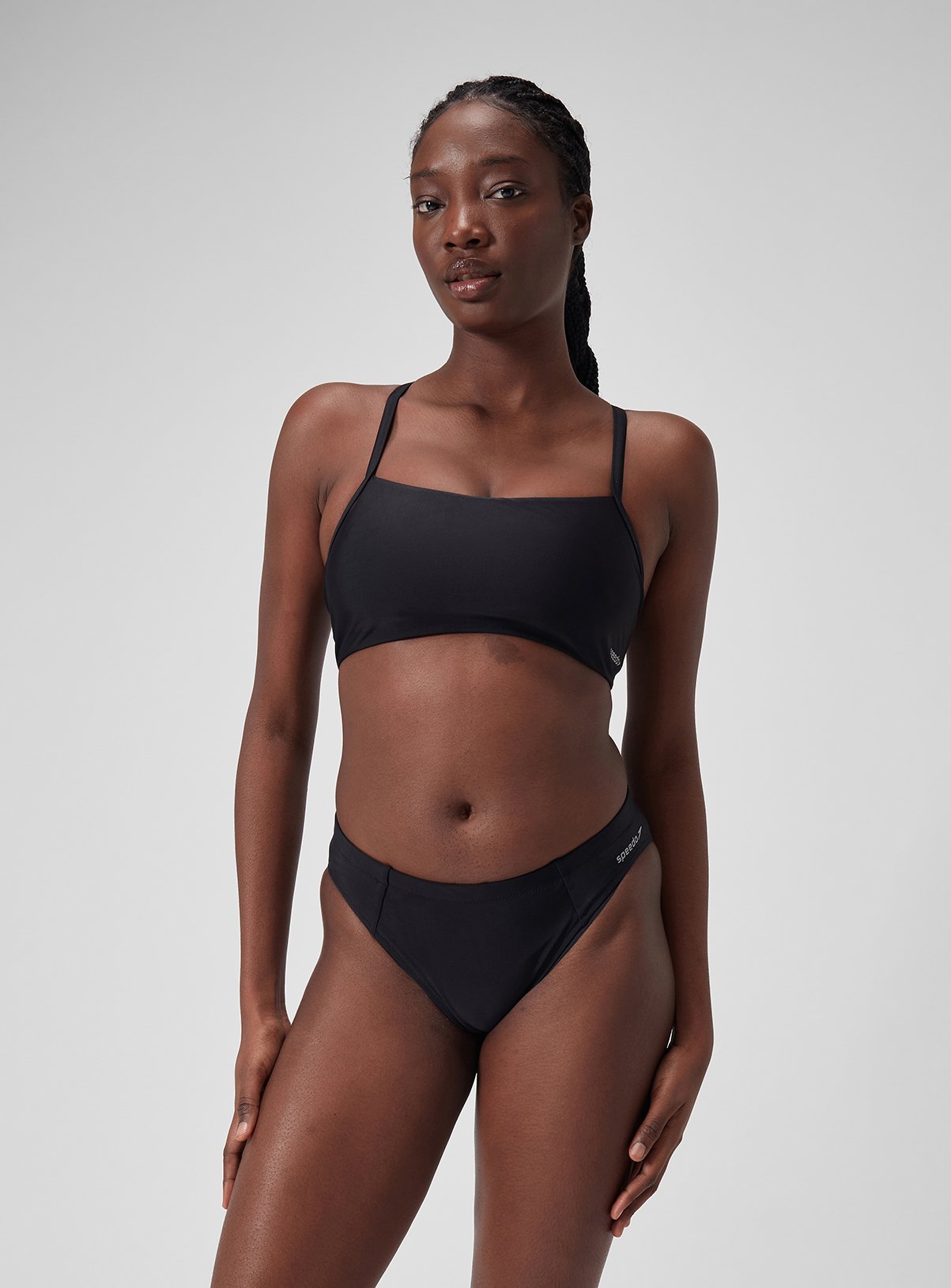 Grey SPEEDO Solid Racerback Bikini Top