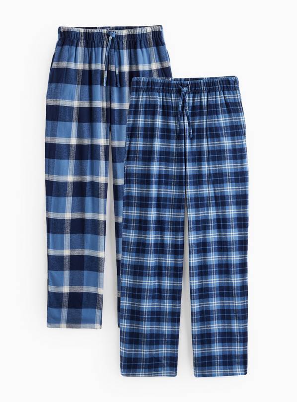 Navy Check Printed Pyjama Bottoms 2 Pack M