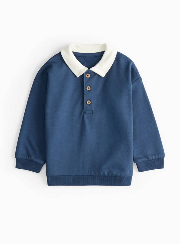 Navy Rugby Polo Sweatshirt Up to 3 mths