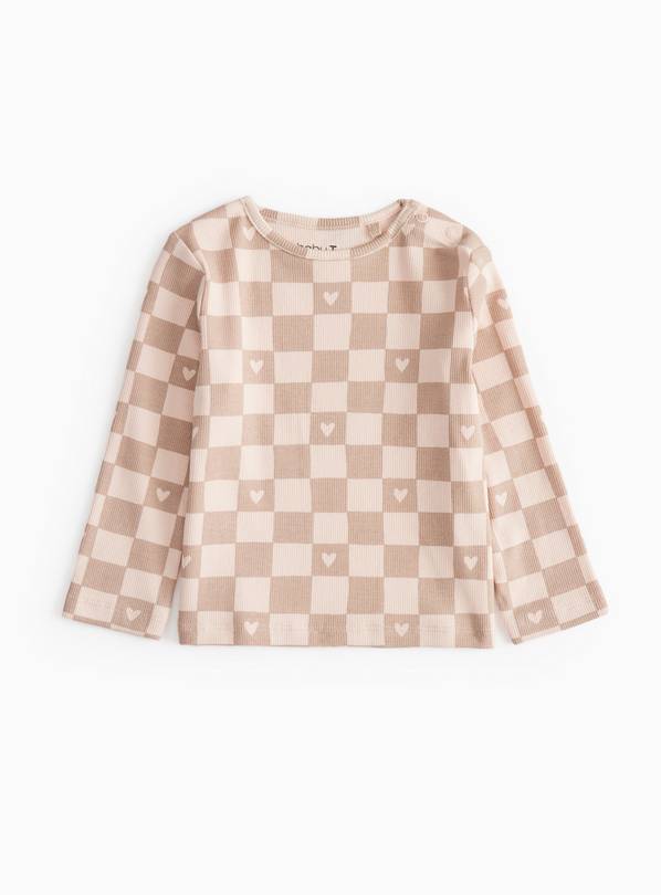 Pink Checkerboard Long Sleeve Top 3-6 months