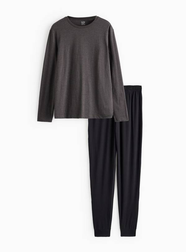 Grey & Black Long Sleeve Pyjamas XL
