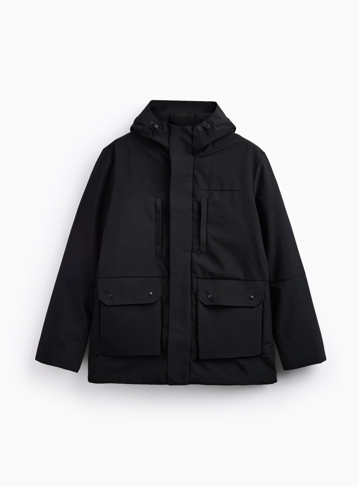 Buy Black Wadded Hooded Coat M | Coats and jackets | Tu