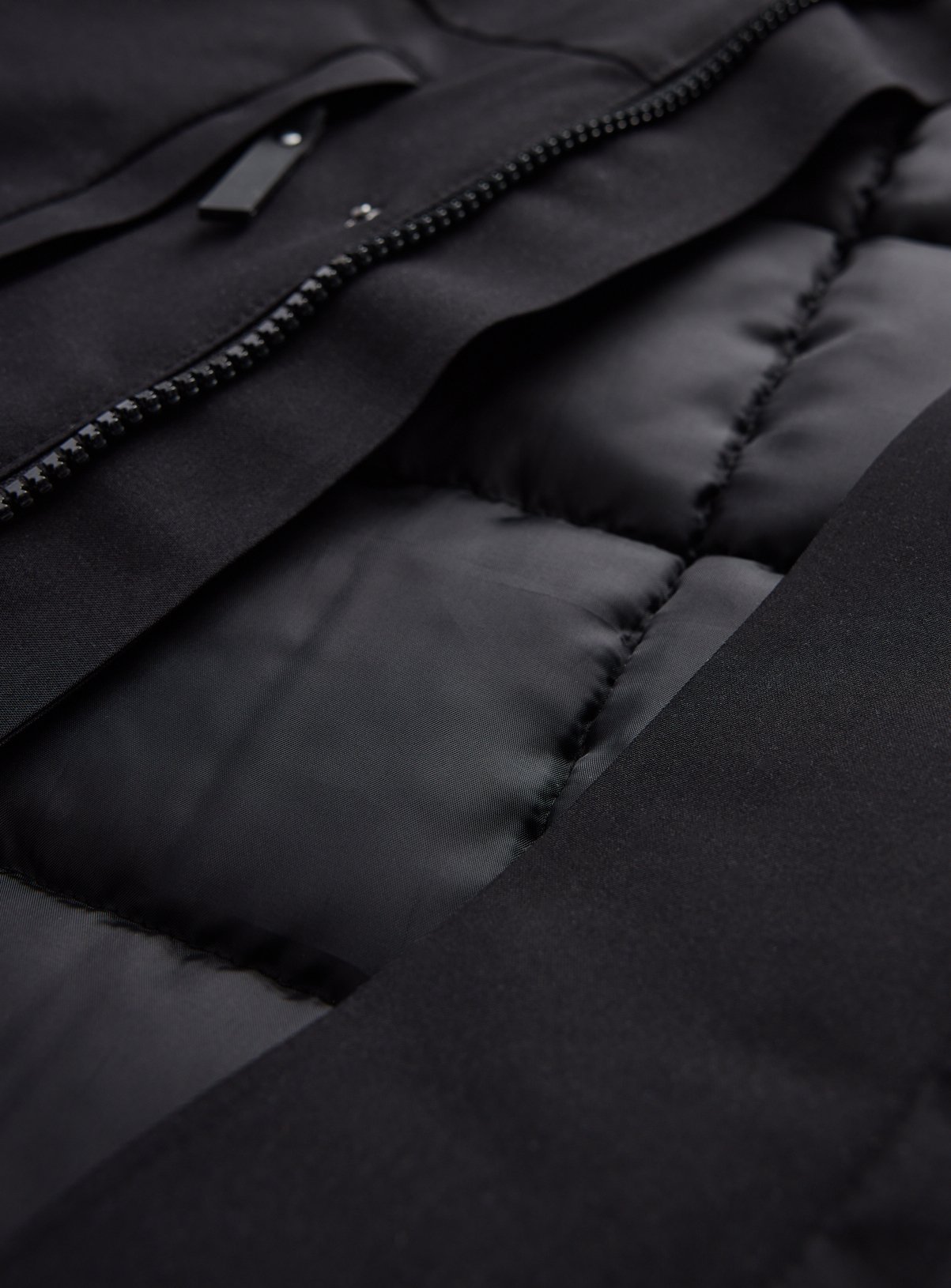 Black Wadded Hooded Coat M - Image 4 thumbnail