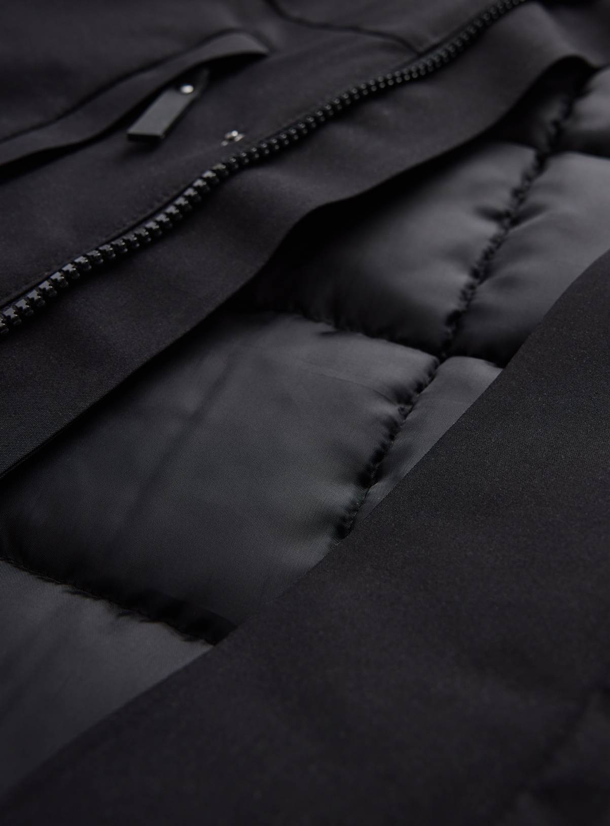 Black Wadded Hooded Coat M - Image 4