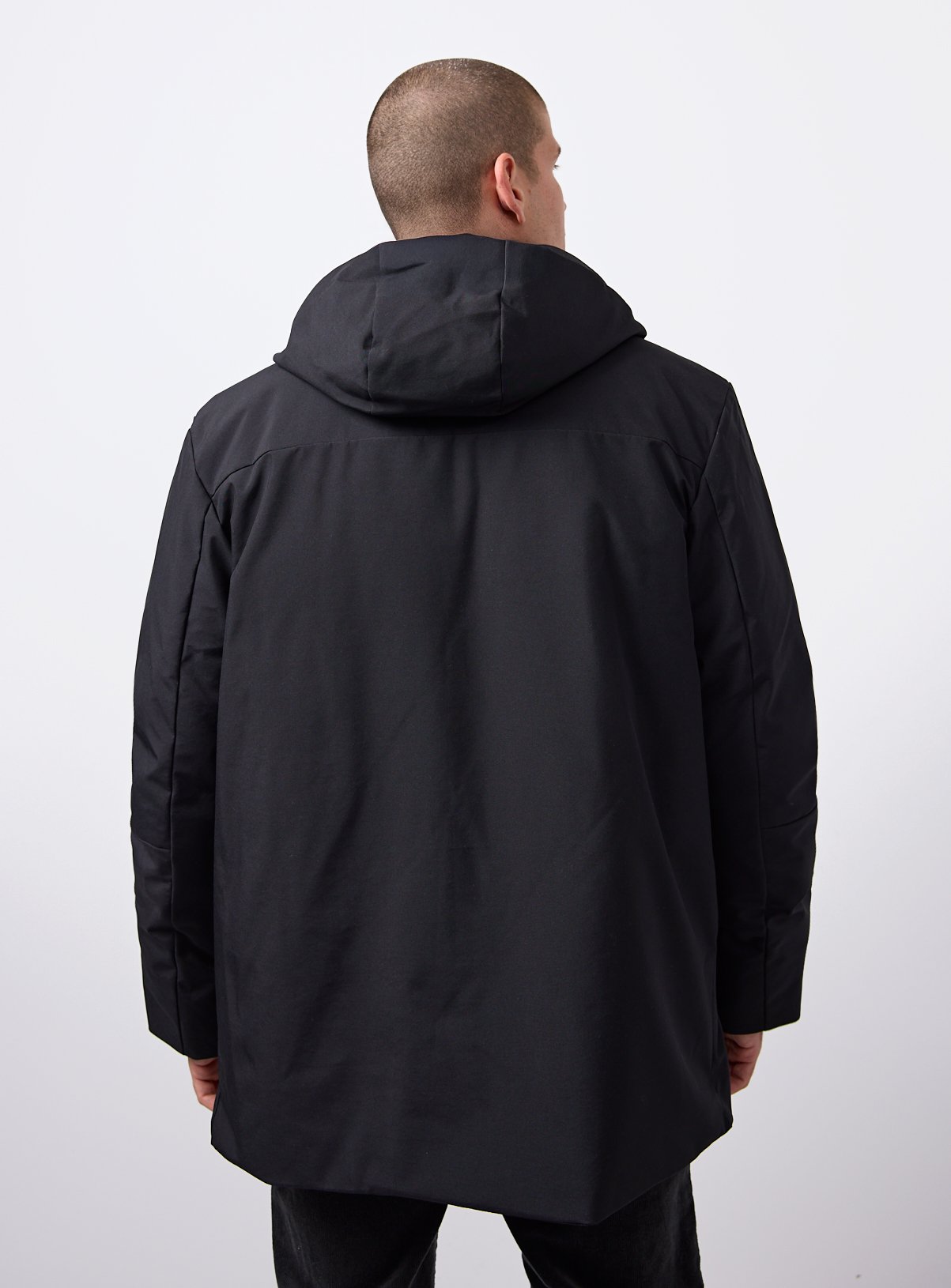 Black Wadded Hooded Coat M - Image 5 thumbnail