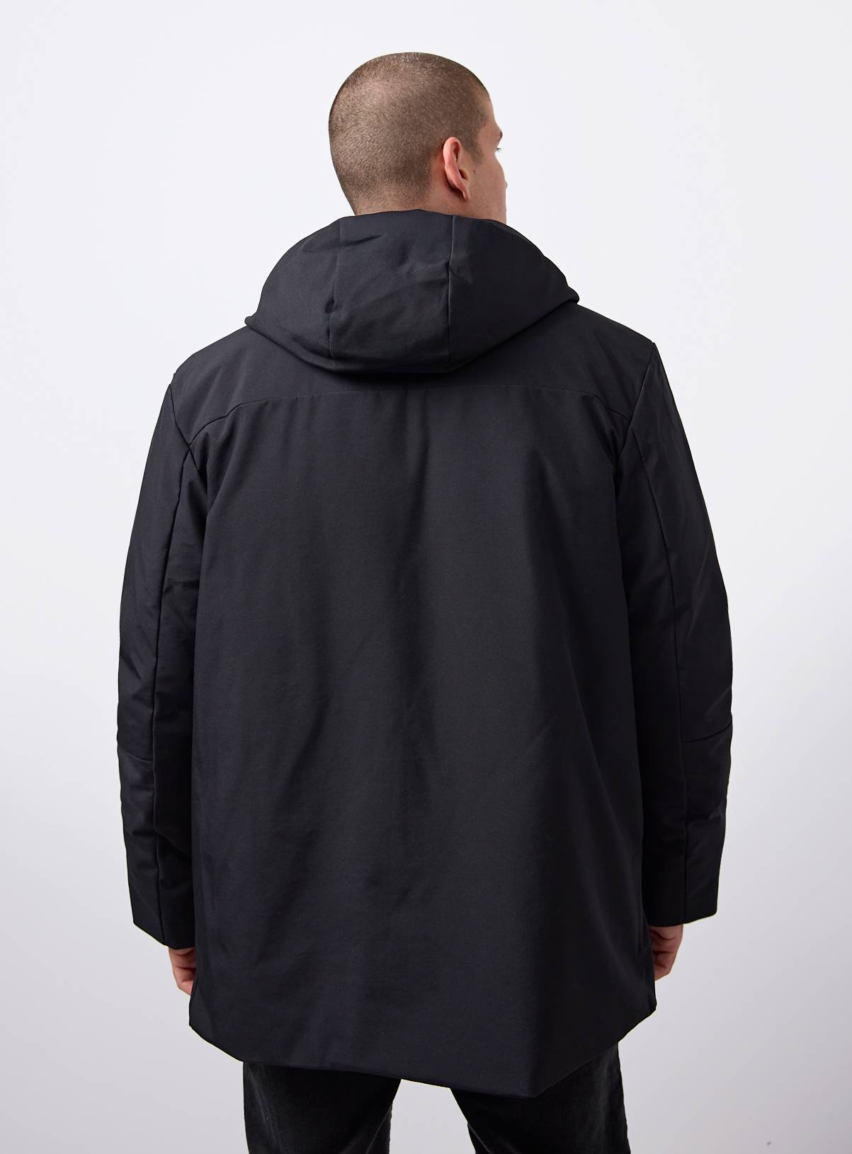 Black Wadded Hooded Coat M - Image 5