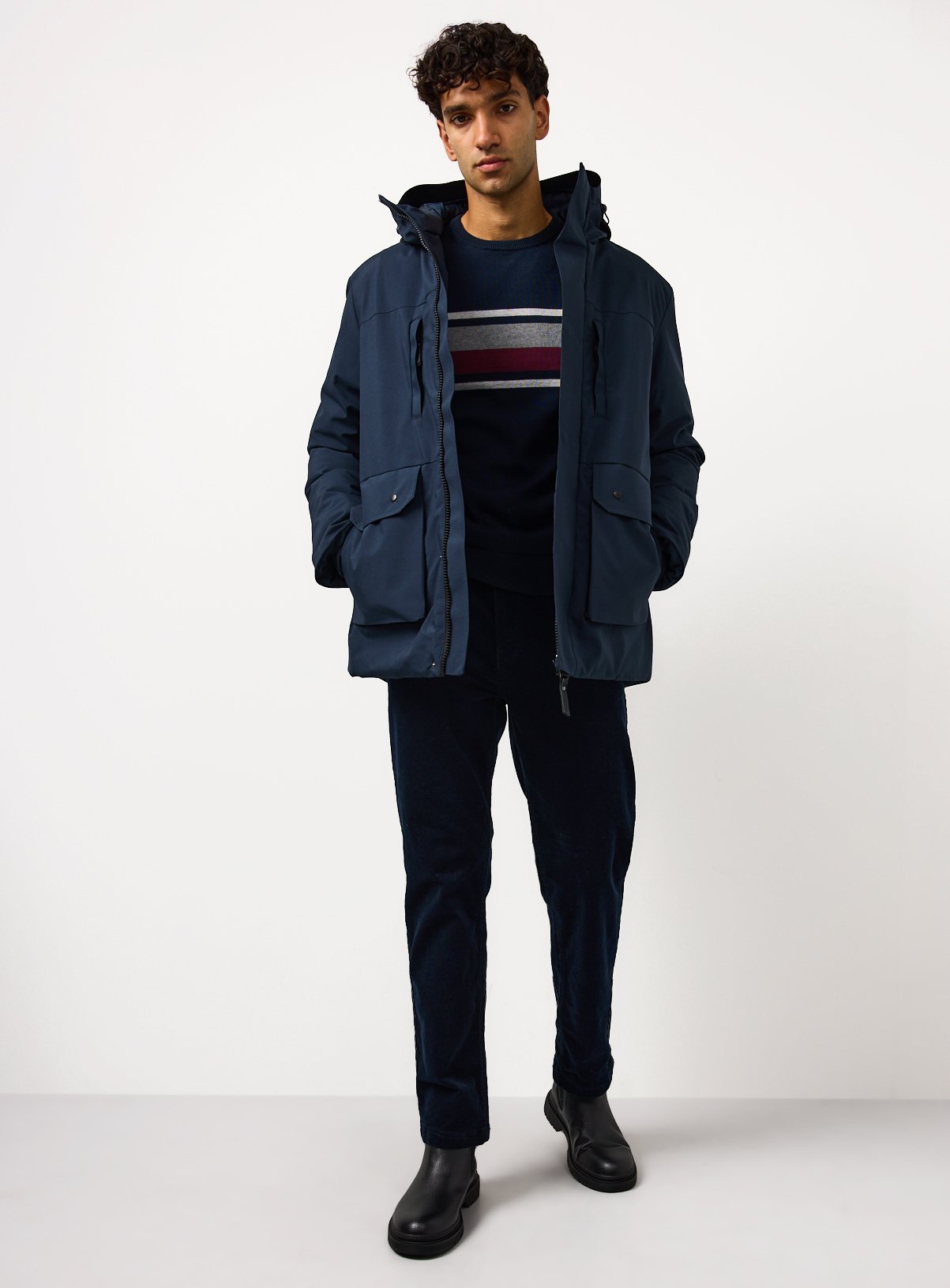 Buy Navy Wadded Hooded Coat XXXL | Coats and jackets | Argos