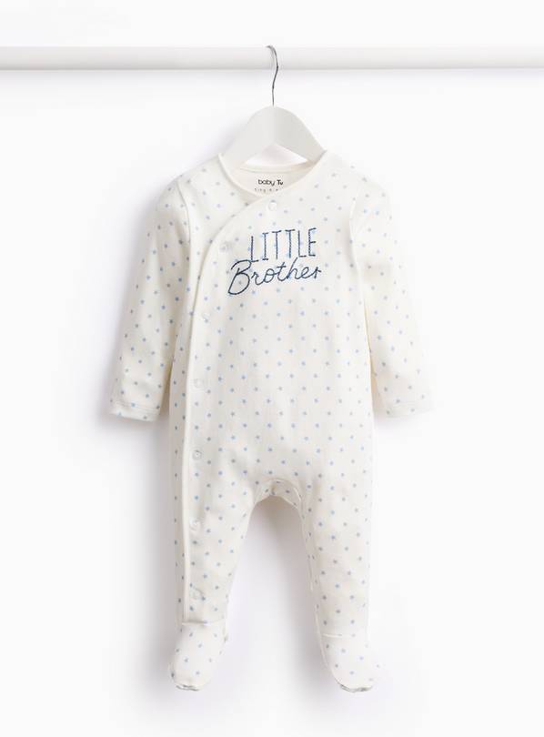 White Star Printed Little Brother Slogan Sleepsuit 9-12 months