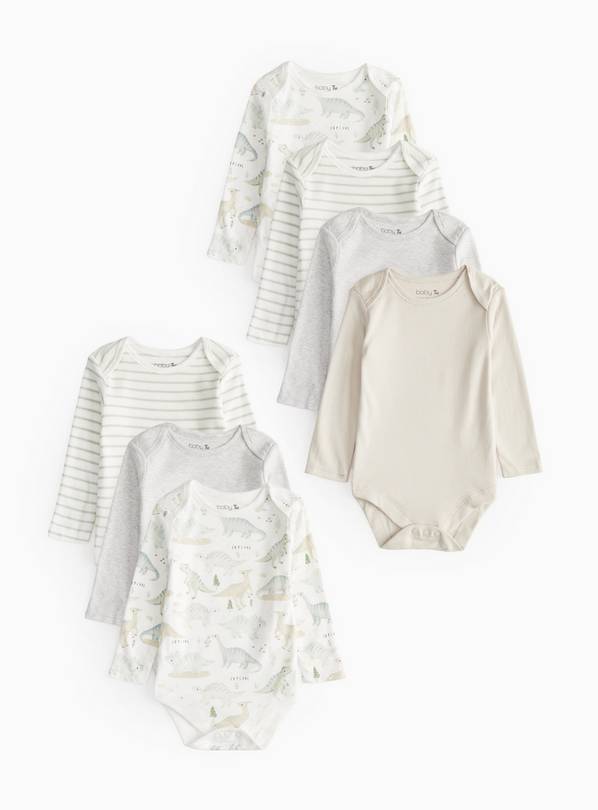 Dino Long Sleeve Bodysuit 7 Pack Newborn