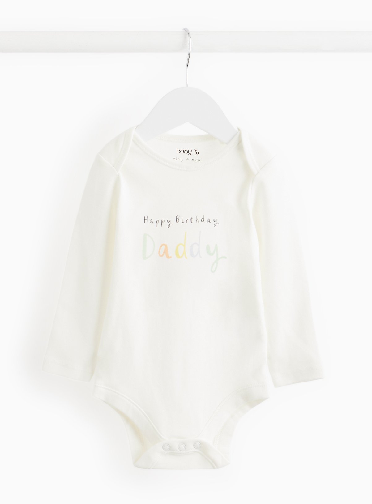 White White Happy Birthday Daddy Slogan Bodysuit (Up To 3 Mths) - Tu by Sainsbury's