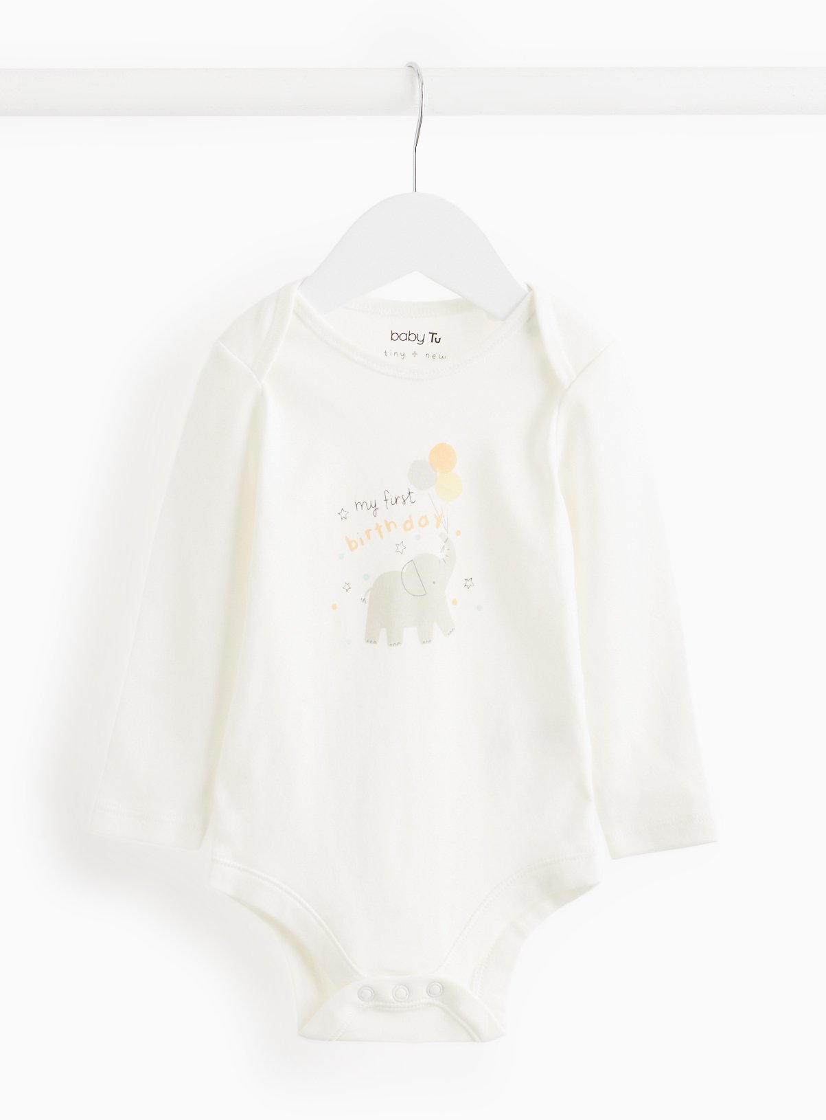 White White My First Birthday Slogan Bodysuit - Tu by Sainsbury's