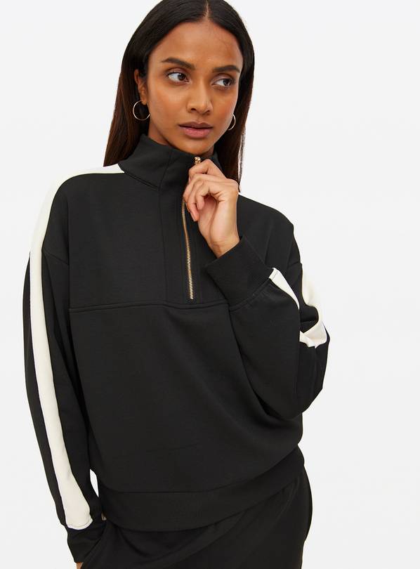 Black Side Stripe Co-ord Quarter Zip Sweatshirt XXL