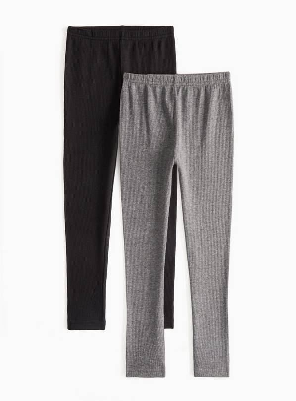 Unisex Black & Grey Thermal Leggings 2 Pack 3-4 years