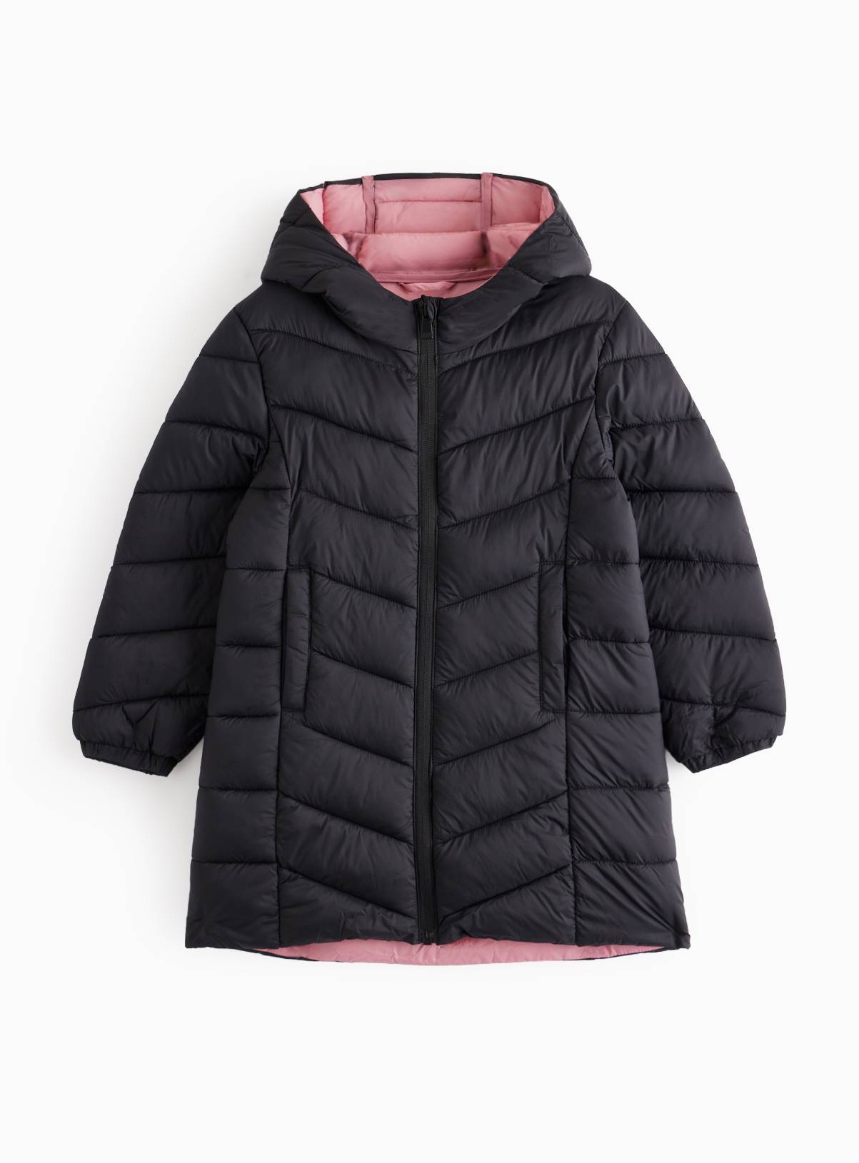 Black Quilted Padded Coat 11-12 years - Image 1