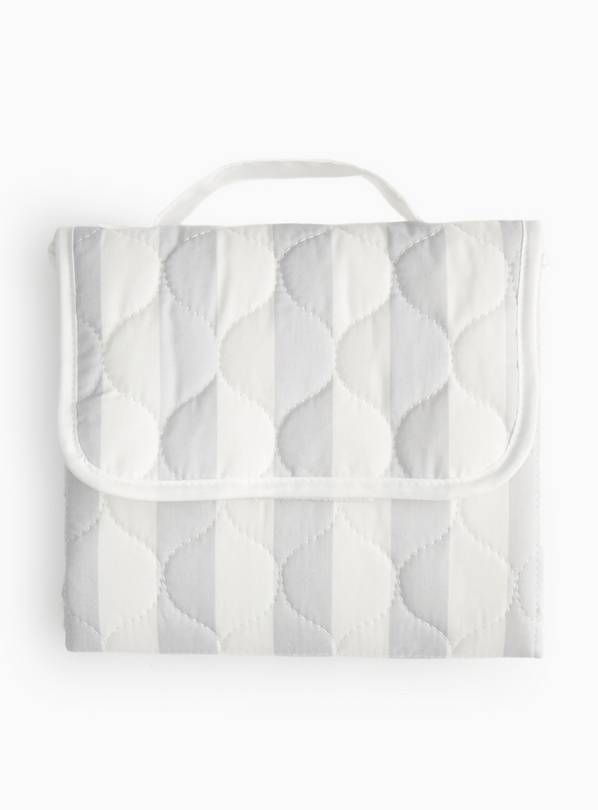 Grey Stripe Print Quilted Changing Mat One Size