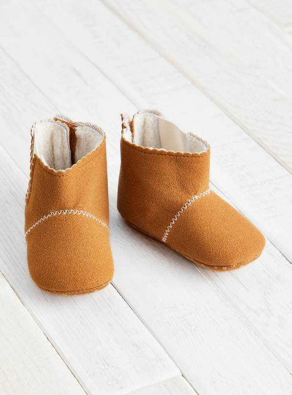 Tan Faux Suede Fleece Lined Booties 6-9 months