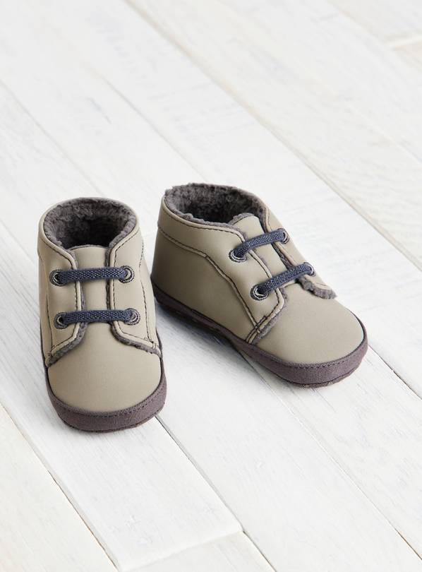 Grey Fleece Lined Wallabee Shoes 6-9 months