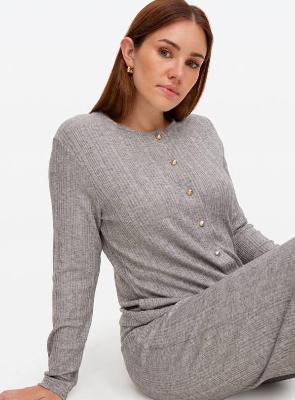 Grey Ribbed Button Co-ord Cardigan 8