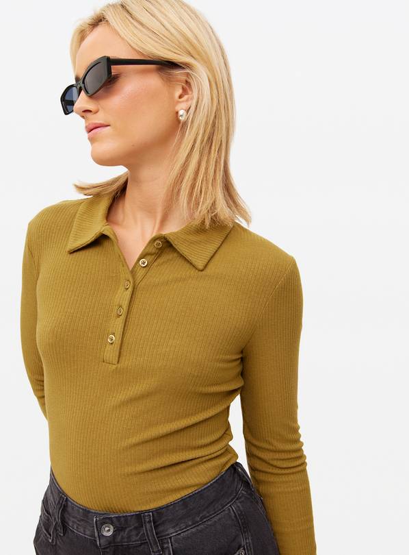 Green Ribbed Polo Top 18