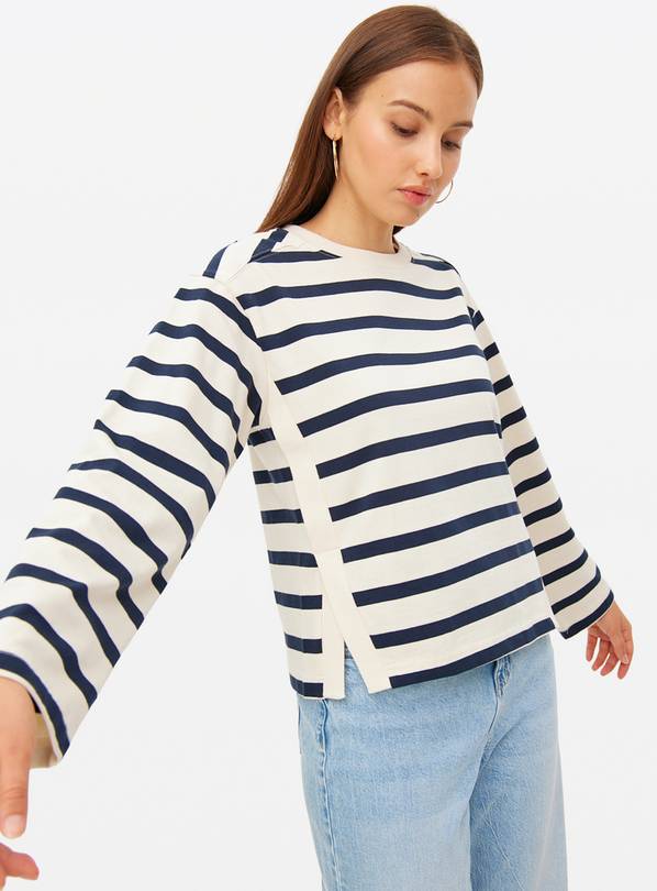 Navy Striped Long Sleeve Top XS
