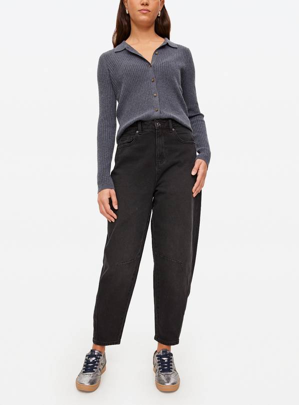 Black Barrel Leg Denim Jeans  14S