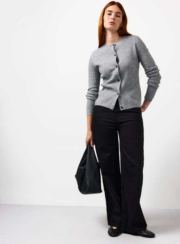 Black Denim Wide Leg Jeans 14R