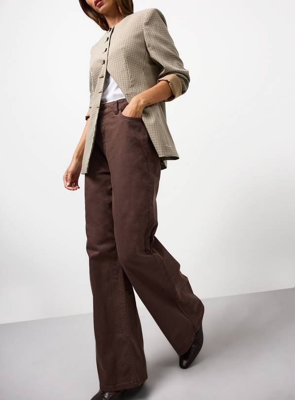 Chocolate Brown Denim Wide Leg Jeans  8R
