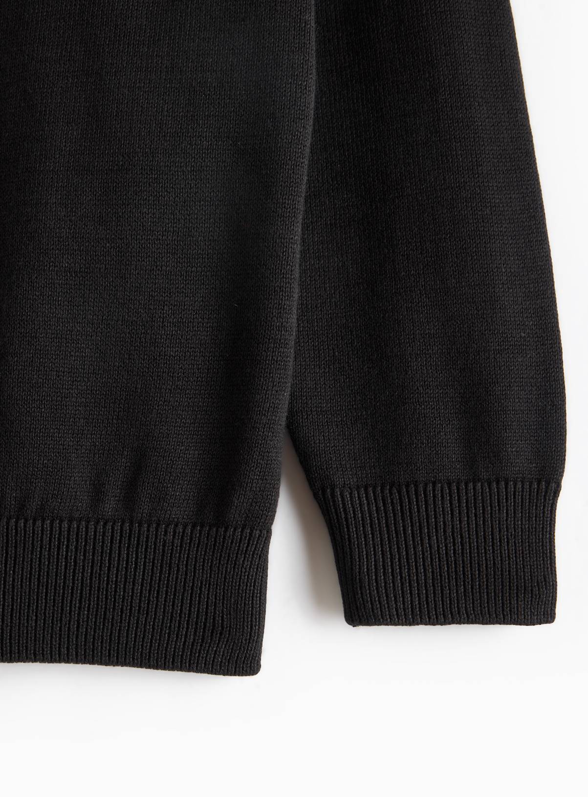 Black Cotton Knitted Crew Neck Mock Collar Jumper 10 years - Image 4