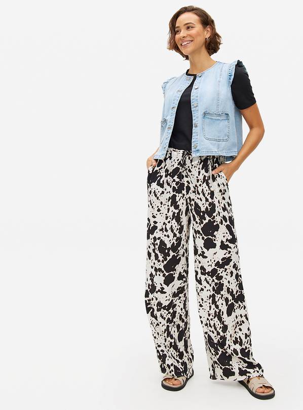 Cow Print Wide Leg Trousers 16