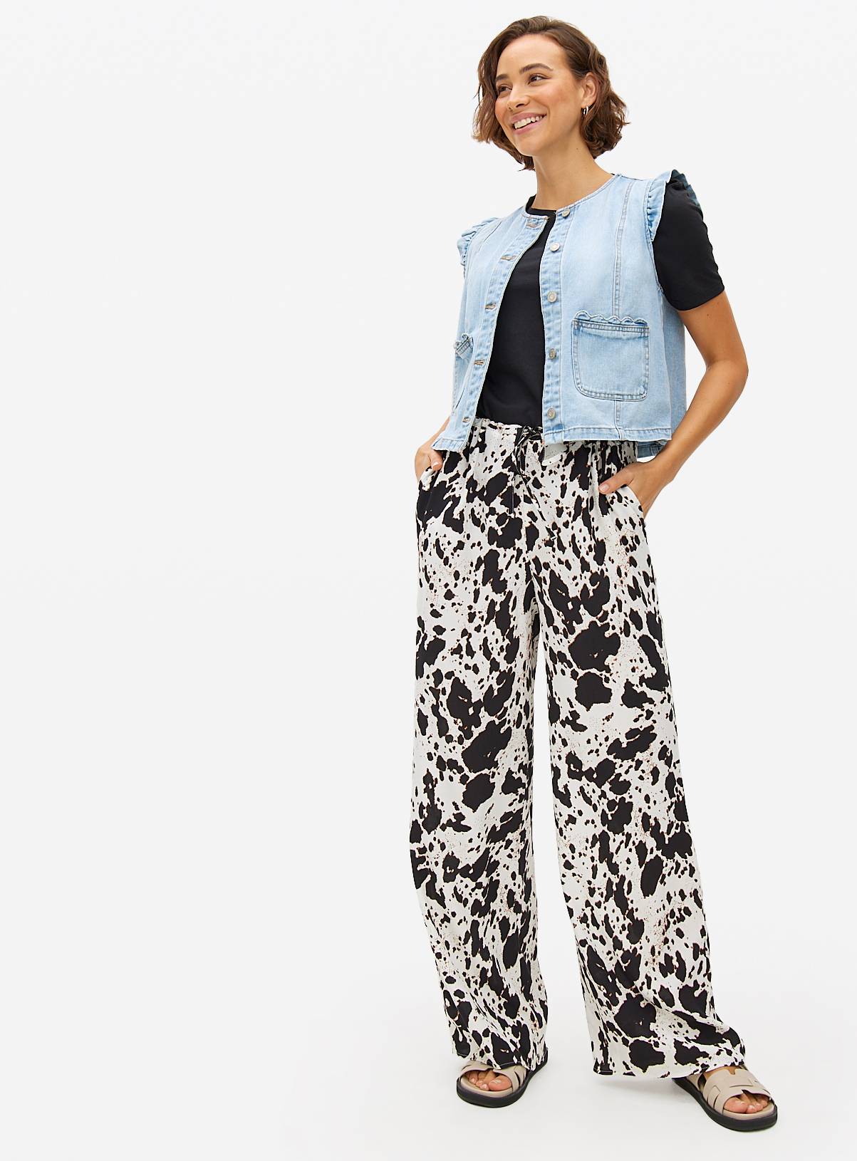Cow Print Wide Leg Trousers 16 - Image 1