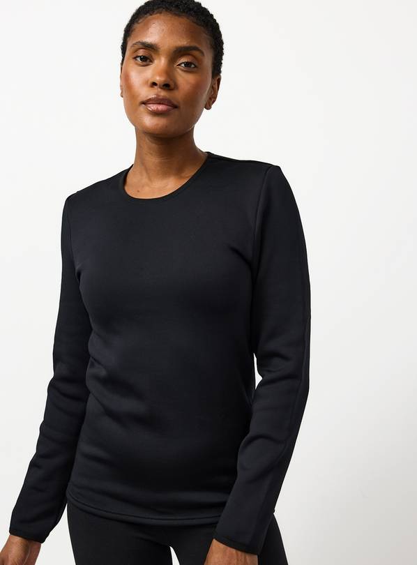 Black Long Sleeve Fur Lined Thermal Top XL