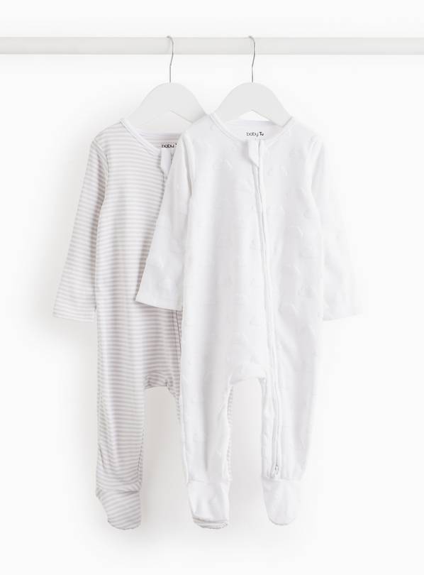 Printed Two-Way Zip Sleepsuits 2 Pack  Up to 1 mth