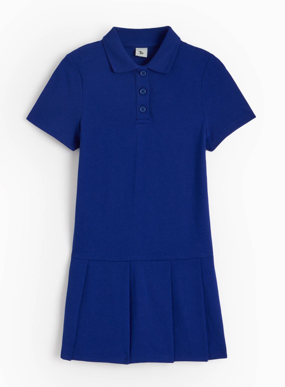 Royal Blue Cotton Pique Short Sleeve Tennis Dress 7 years - Image 1