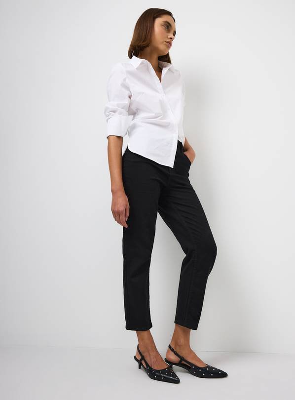 Black Denim Relaxed Straight Leg Jeans 14R