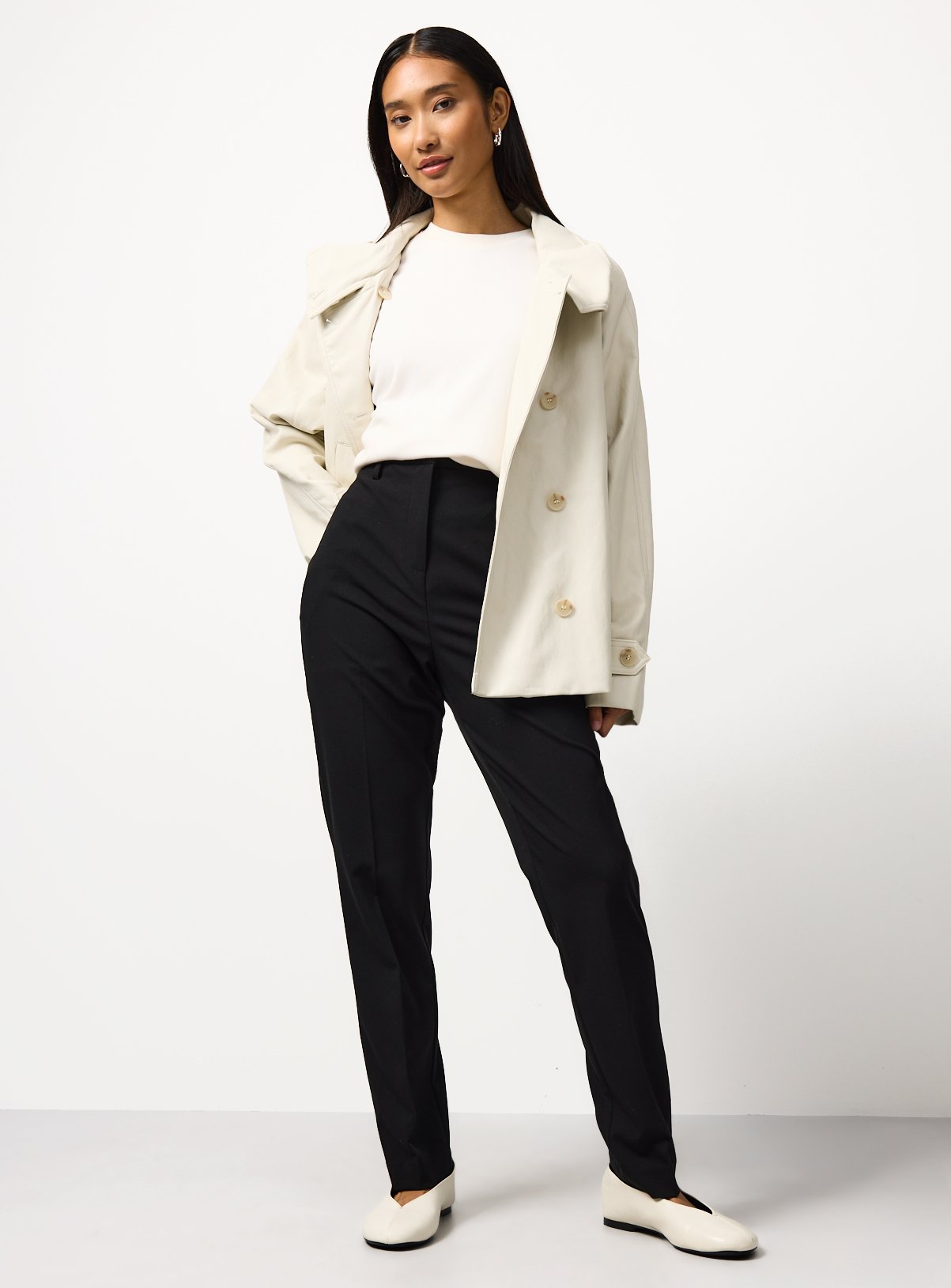 Black Stretch Tapered Slim Fit Trousers 10S - Image 2 thumbnail