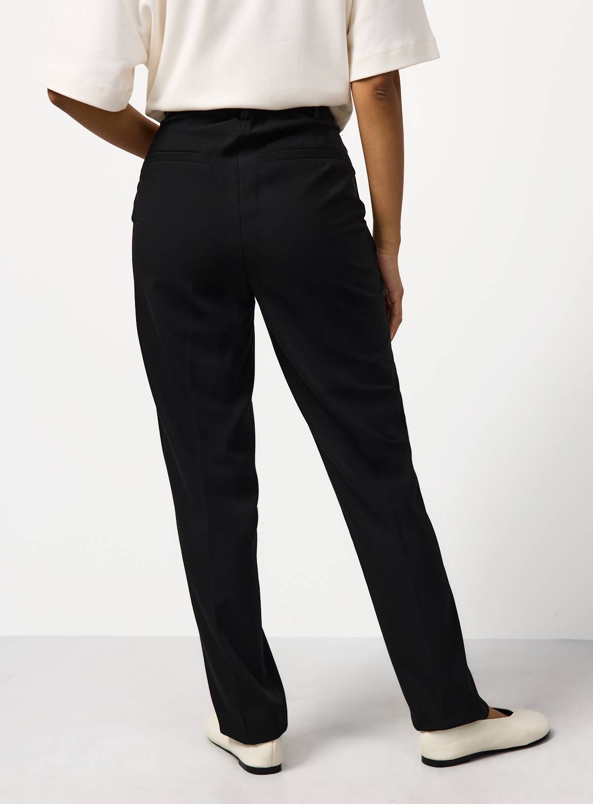 Black Stretch Tapered Slim Fit Trousers 10S - Image 4