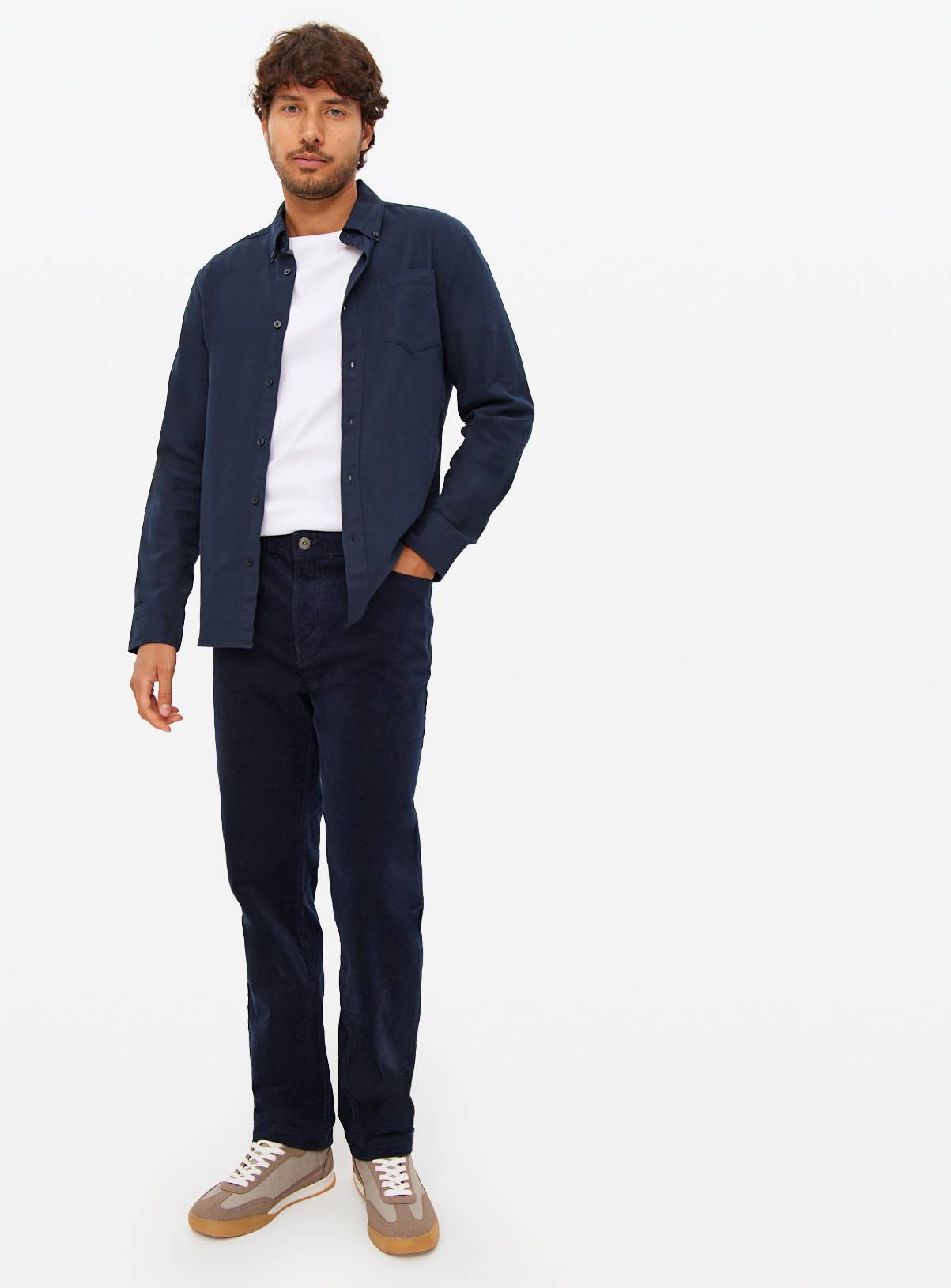 Navy Long Sleeve Slim Fit Oxford Shirt XXL - Image 2