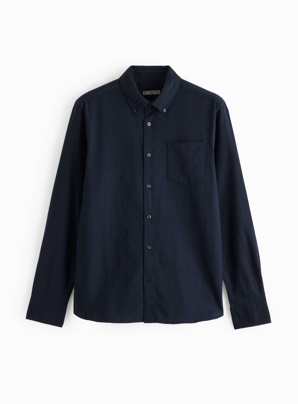 Navy Long Sleeve Slim Fit Oxford Shirt XXL - Image 3