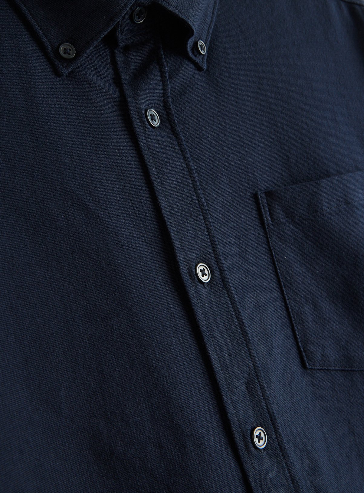 Navy Long Sleeve Slim Fit Oxford Shirt XXL - Image 4 thumbnail